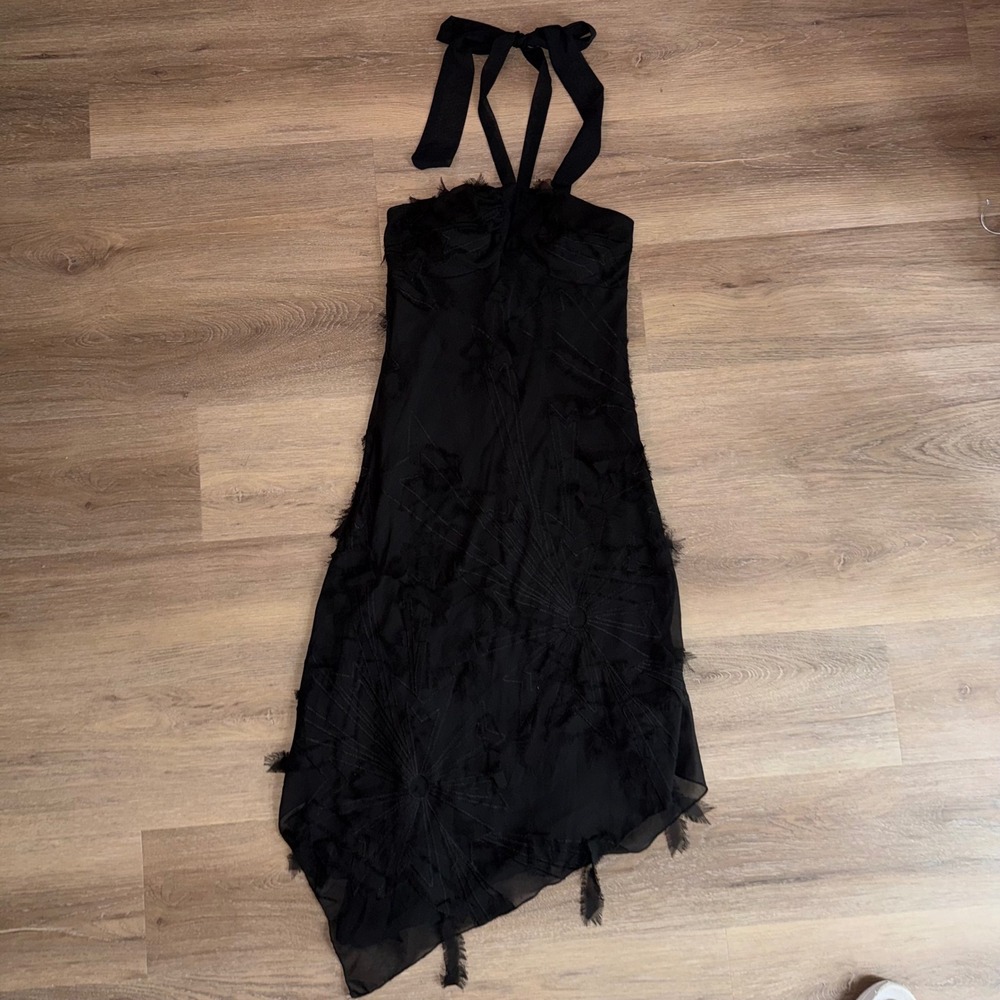 Vintage Alyn Paige Halter Dress 4 Black Asymmetrical Y2K Whimsigoth Grunge